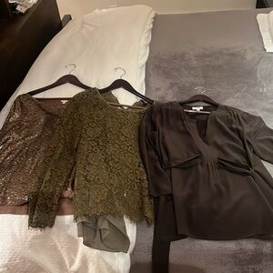 Three tops two jcrew and one silk Barney’s.
